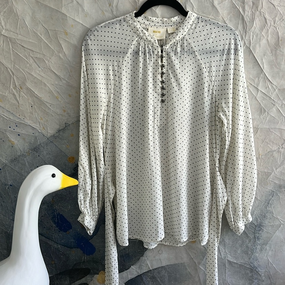 Anthropologie Maeve Lucy Polka Dot Blouse US4